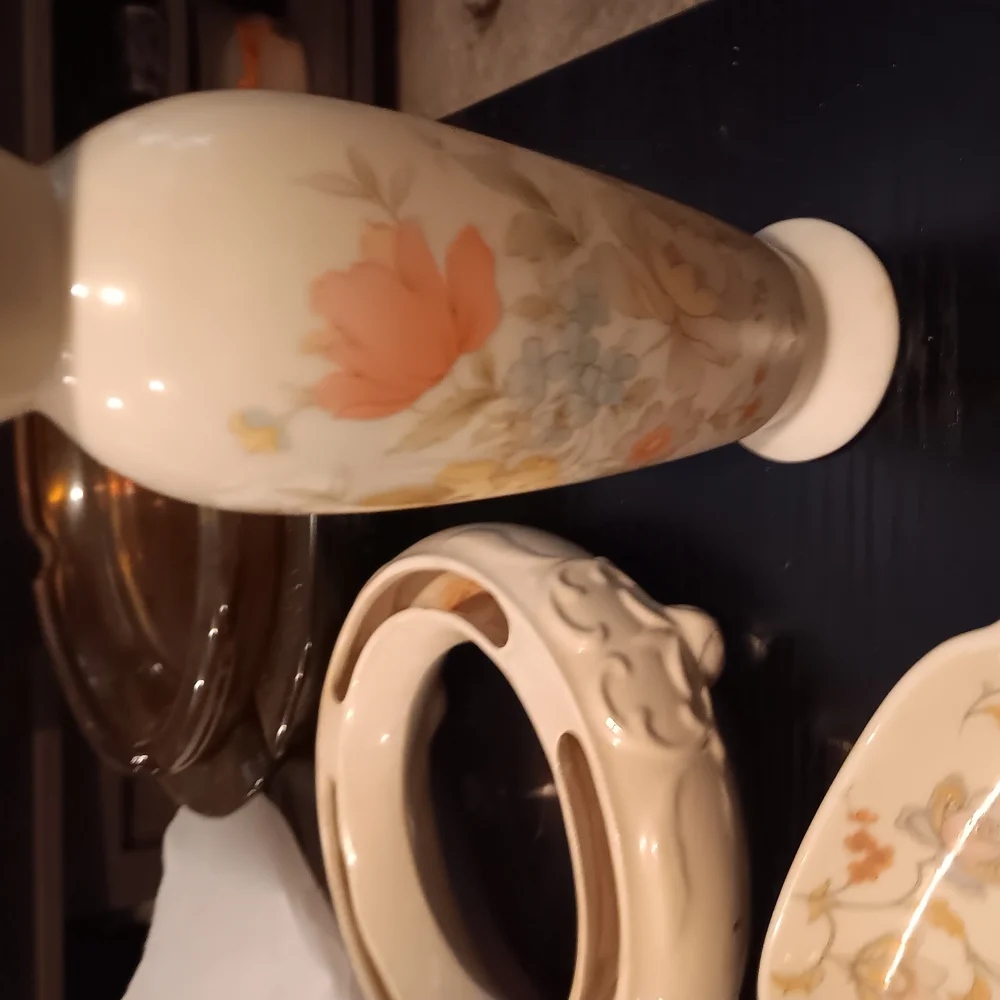 Floral Ceramic Vase and Dish Set